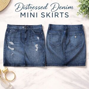 Vintage Guess Los Angeles Denim Mini Skirt - Distressed Blue - Size L